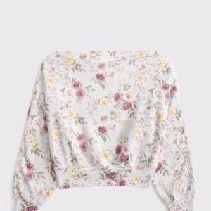 Abercrombie & Fitch Floral Sweatshirt - Cream and Purple
